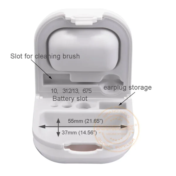 Hearing Aid Case ABS Storage Box with Battery Holder and Cleaning Brush Slot - Image 3