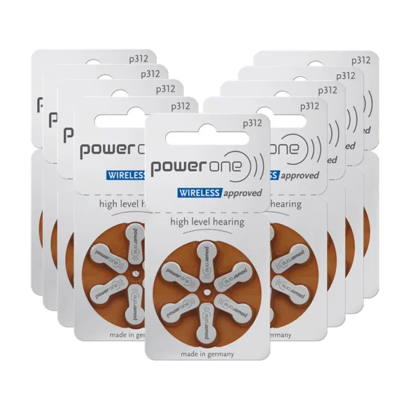 60 PCS Power One Zinc Air Hearing Aid Batteries for ITC CIC 312 312A A312 PR41 Hearing Aid Battery