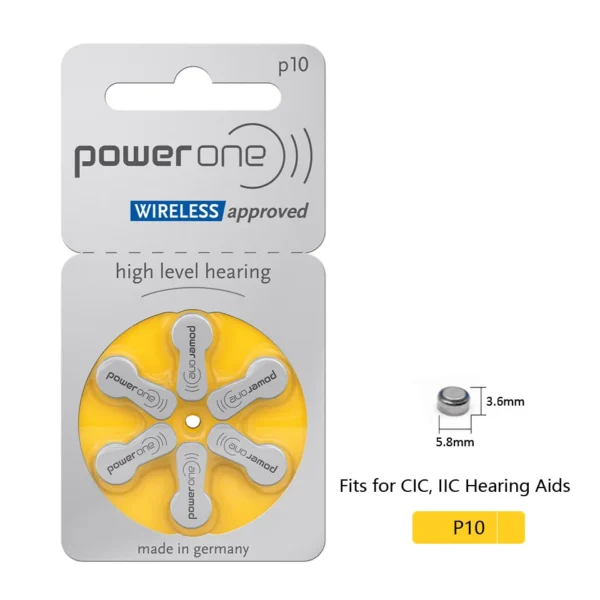 60 PCS Power One Zinc Air Hearing Aid Batteries for ITC CIC 10 P10 10A Hearing Aid Battery - Image 2