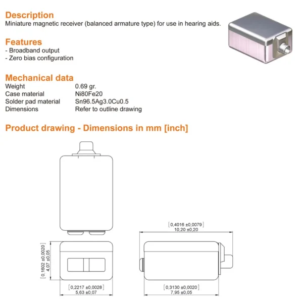 2pcs Sonion 17A003 Balanced Armature Receiver Hearing aid Speaker - Image 4