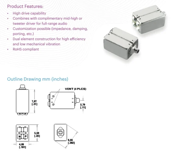 2PCS Knowles HODVTEC-31618 BA Balanced Armature Receiver Dual Bass Driver Speaker DIY Earphones In Ear Monitors - Image 5