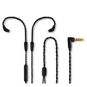 2 Pin Earphone Cable for Musician In-ear Monitor Braided Cable Wire 0.78 mm Prong Connector with Microphone