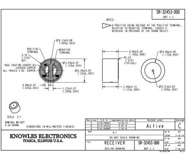 2PCS SR-32453 Knowles Balanced Armature Driver Receiver Speaker Earphone Hearing Aid Replacement Receiver - Image 2