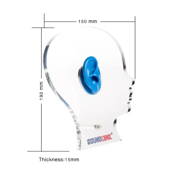 Soundlink Head Shape Acrylic Display with Silicone Ear Model for Displaying Hearing Aids Jewelry Display - Image 2