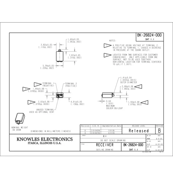 2pcs Knowles Drivers BK-26824 Balanced Armature Driver Speaker Receiver for In-Ear Monitor IEM Earphones - Image 3