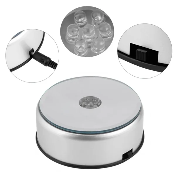 Multi Color LED Light Crystal Rotating Display Base Merchandise Display Stand for Hearing Aids IEM Earphones Display - Image 4
