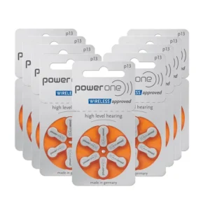 60 PCS Power One Size 13 A13 Zinc Air Hearing Aid Batteries for BTE ITE Hearing Aids