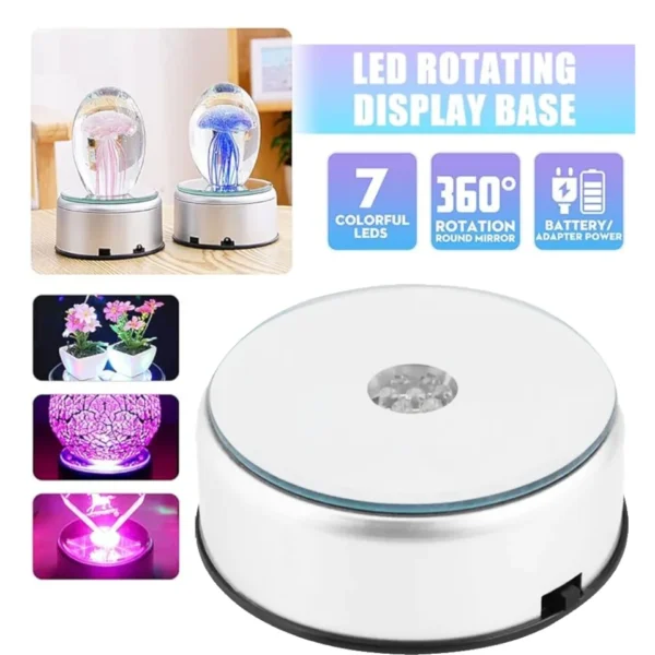 Multi Color LED Light Crystal Rotating Display Base Merchandise Display Stand for Hearing Aids IEM Earphones Display - Image 3
