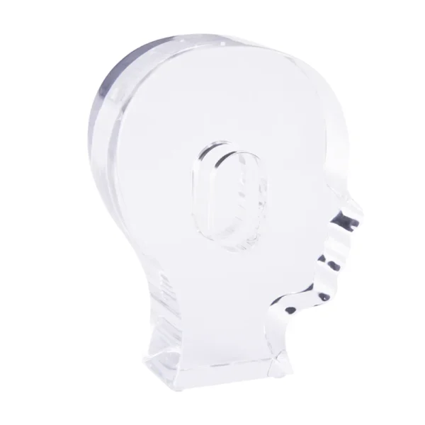 High Transparency Thicken Head Shape Acrylic Display Clear Display for Hearing Aids with Two Silicone Ears - Image 2