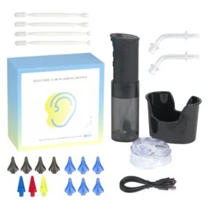 Electric Water Powered Ear Cleaner Ears Washer with Spray Nozzles, 3 Pressure Ear Water Flusher tool with Ear Muff