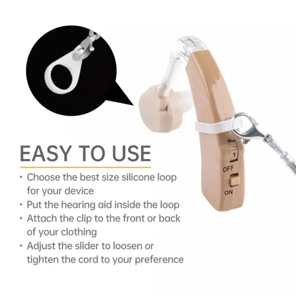 Hearing Aid Clips Transparent Adjustable Hearing Aid Anti-Lost Lanyard BTE Clip String with Silicone Loops, Hearing Protection - Image 4