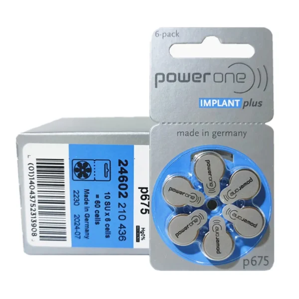 60 PCS Power One Cochlear Implant Battery Zinc Air Batteries