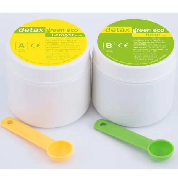 Detax Green Eco Impression Putty Silicone Material Base + Catalyst 2x800g - Image 4