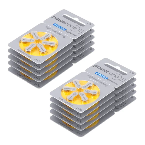 60pcs/Box Power One Zinc Air Hearing Aid Batteries 10 P10 10A Hearing Aid Battery