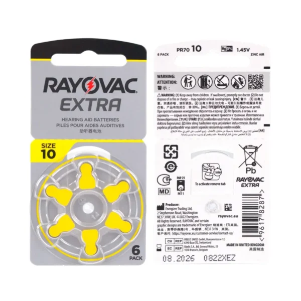 60pcs/Box Rayovac Extra A10 Zinc Air Battery 10A 10 PR70 A10 Hearing Aid Battery - Image 2