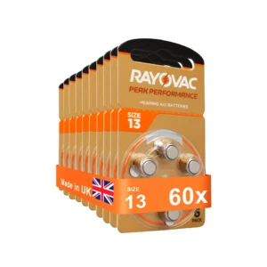 60pcs/Box Rayovac Peak Hearing Aid Batteries A13 13A 13 P13 PR48 Zinc Air Battery