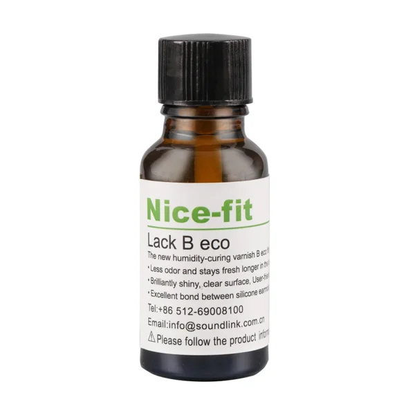 Nice-fit Lack B eco Silicone Lacquer Lack Moisture Curing Coating for Varnishing Silicone Earmolds 20ml