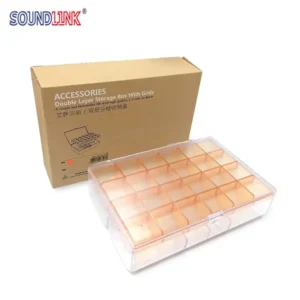 Hearing Aid Accessories Storage Box 24 Slots Double-deck Compartmental for IEM Accessories
