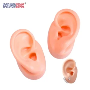 1 pair Silicone Ear Model Soft Adult Simulation Ears for Hearing Aid Shop Jewelry Display (1 left ear + 1 right ear)