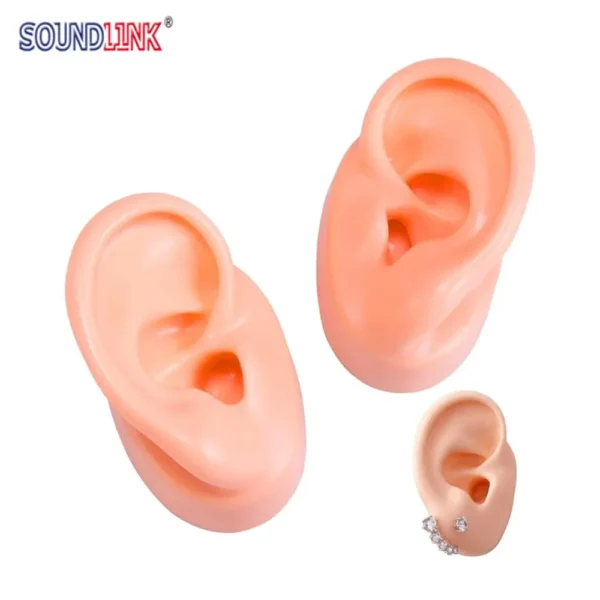 1 pair Silicone Ear Model Soft Adult Simulation Ears for Hearing Aid Shop Jewelry Display (1 left ear + 1 right ear)