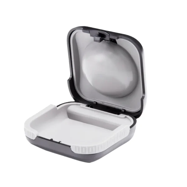 Hearing Aid Case Hard - Portable Compact Sturdy Storage Box Holder Organizer for Hearing Aids Protective 2.6 x 2.6 x 1 inch - Image 2