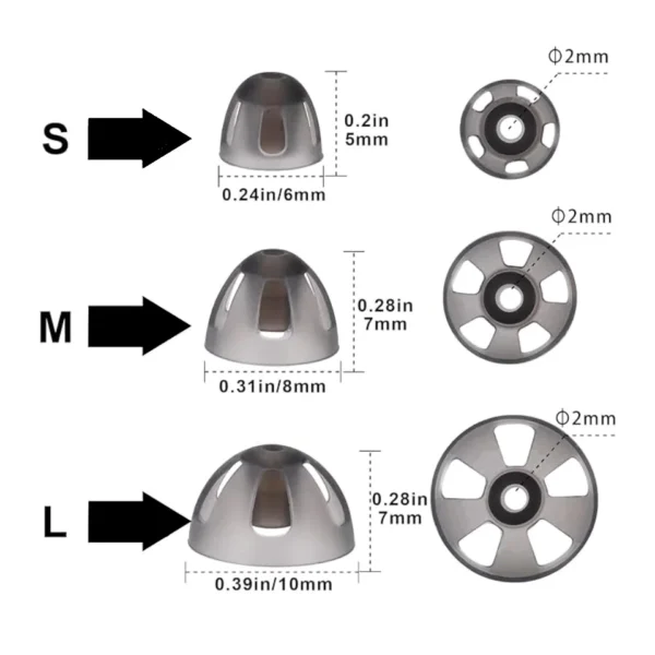 Hearing Aid Earplugs, Open Silicone Tip Replacement Parts, Open Curved Soft Domes for Hearing aids, 10Pcs - Image 2