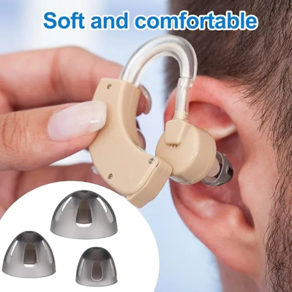 Hearing Aid Earplugs, Open Silicone Tip Replacement Parts, Open Curved Soft Domes for Hearing aids, 10Pcs - Image 3
